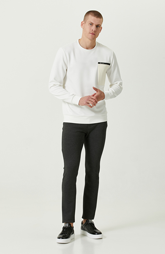 N-Tech Ekru Bisiklet Yaka Sweatshirt