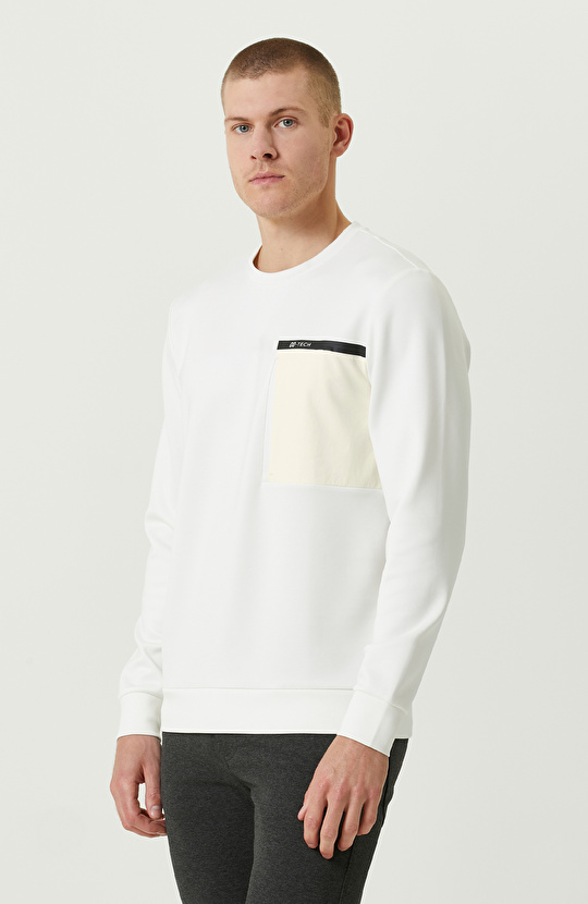 N-Tech Ekru Bisiklet Yaka Sweatshirt