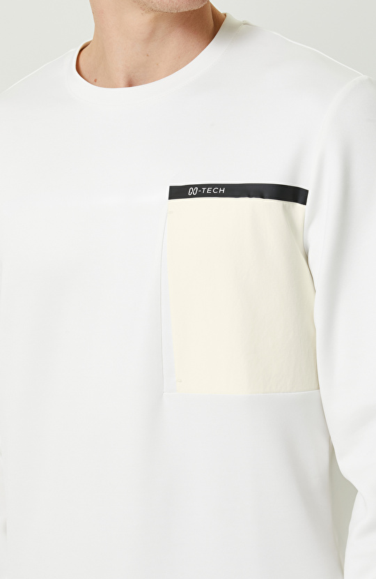 N-Tech Ekru Bisiklet Yaka Sweatshirt