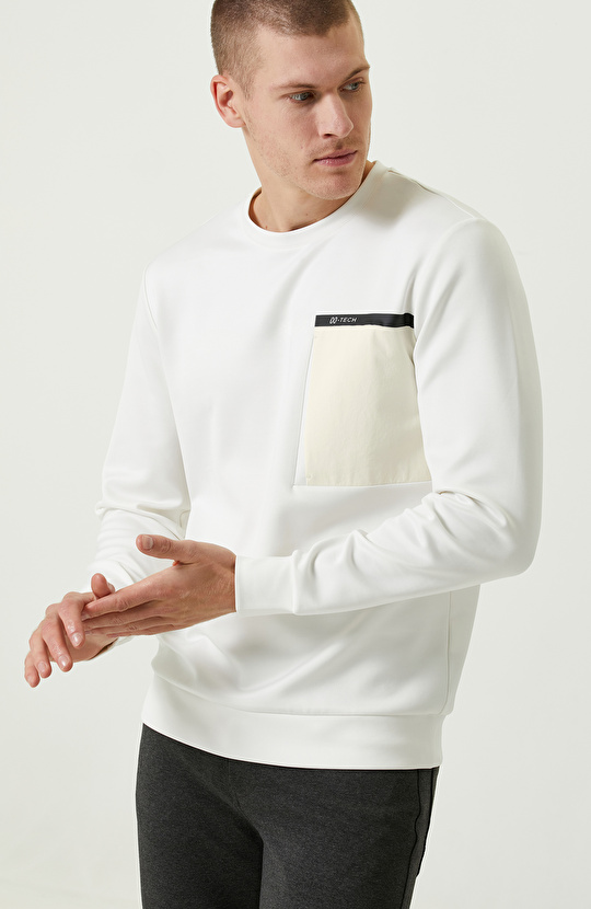 N-Tech Ekru Bisiklet Yaka Sweatshirt