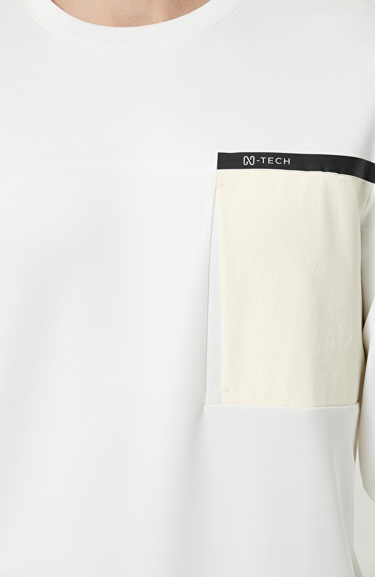 N-Tech Ekru Bisiklet Yaka Sweatshirt