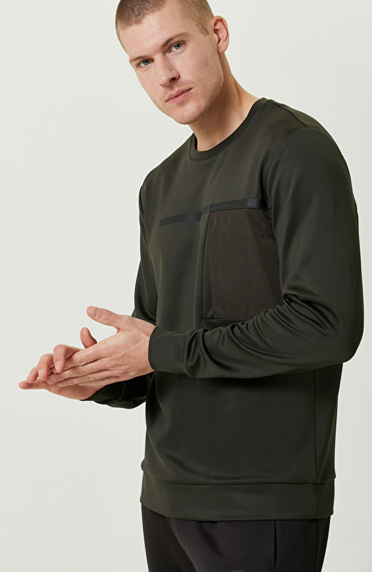 N-Tech Haki Bisiklet Yaka Sweatshirt