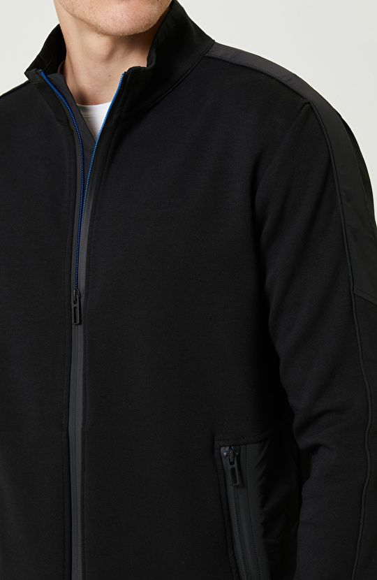 N-Tech Garni Detaylı Dik Yaka Siyah Sweatshirt