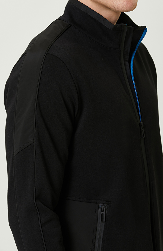 N-Tech Garni Detaylı Dik Yaka Siyah Sweatshirt