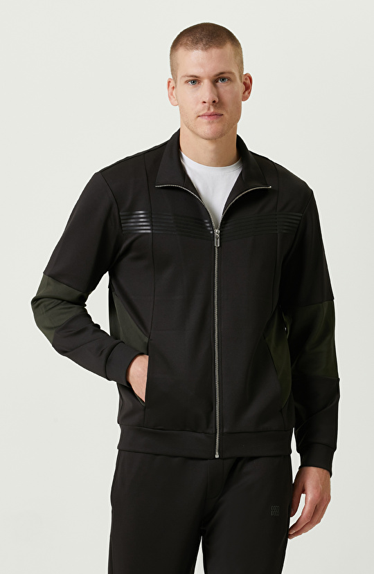 N-Tech Yan Cepli Siyah Dik Yaka Sweatshirt