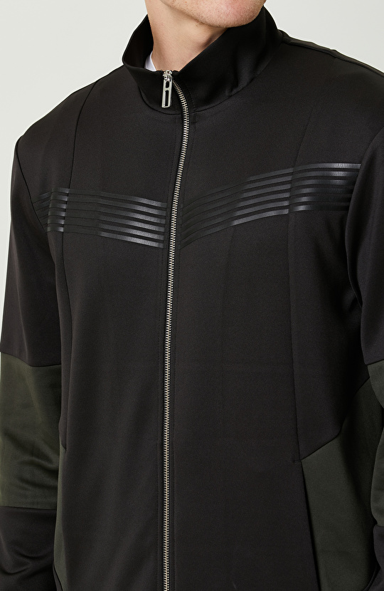 N-Tech Yan Cepli Siyah Dik Yaka Sweatshirt
