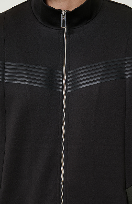 N-Tech Yan Cepli Siyah Dik Yaka Sweatshirt