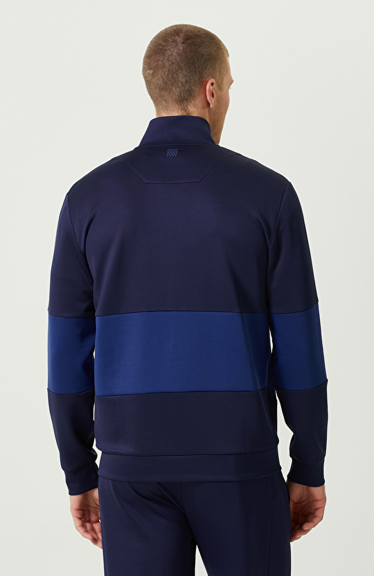 N-Tech Yan Cepli Lacivert Dik Yaka Sweatshirt