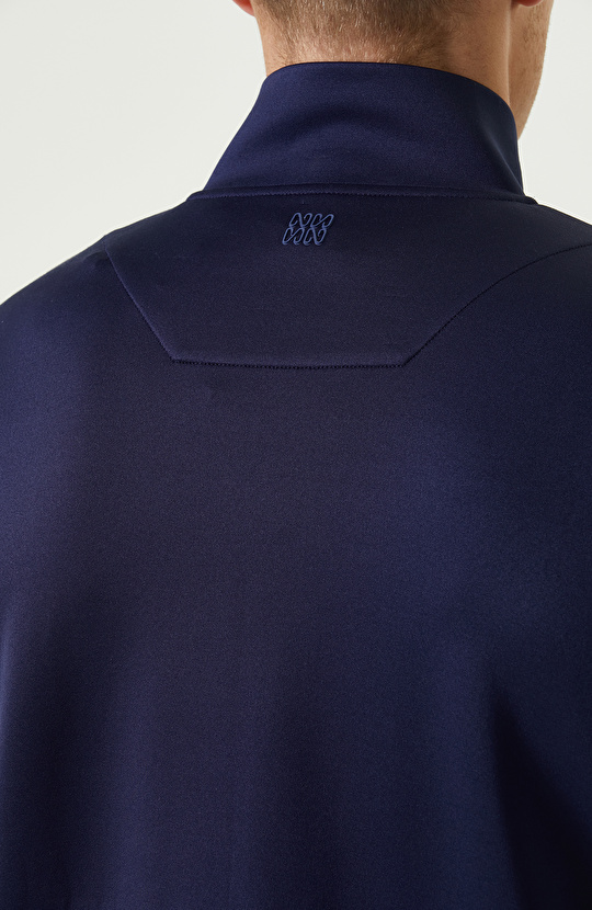 N-Tech Yan Cepli Lacivert Dik Yaka Sweatshirt