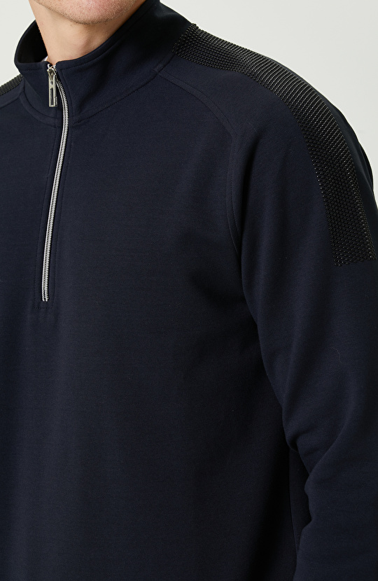 N-Tech Dik Yaka Lacivert Sweatshirt