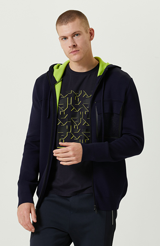 N-Tech Lacivert Kapüşon Yaka Triko Mont