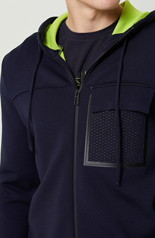 N-Tech Lacivert Kapüşon Yaka Triko Mont