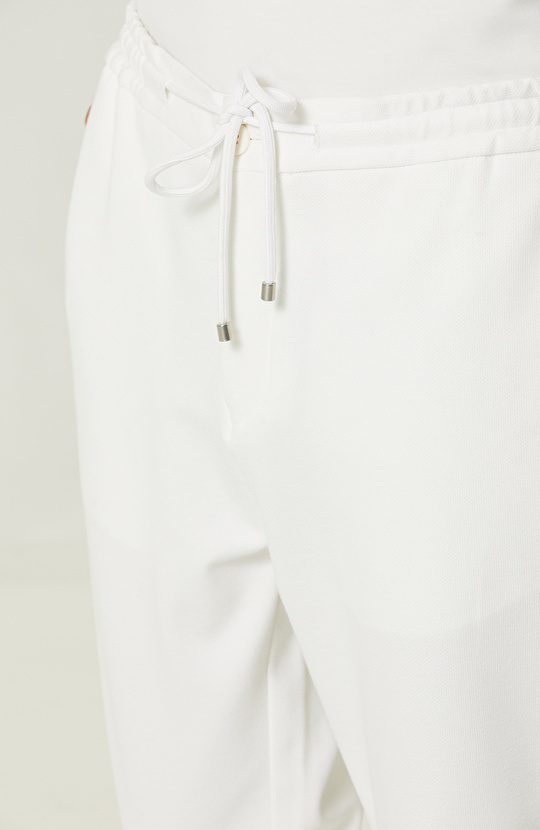 Duble Paça Bağcıklı Ekru Eşofman Altı