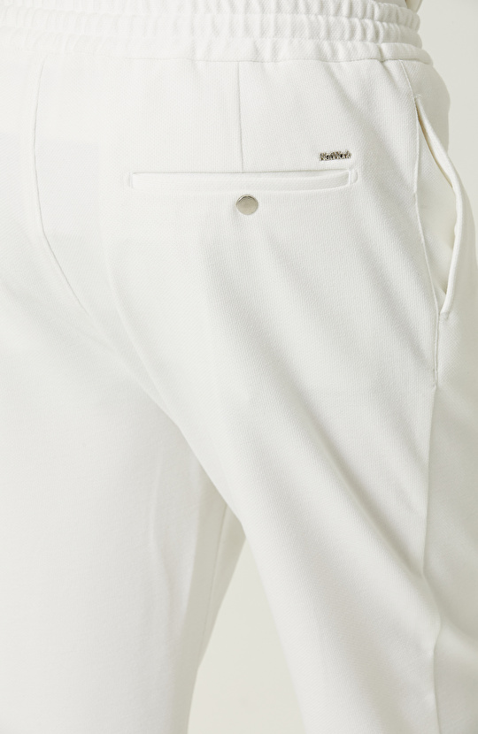 Duble Paça Bağcıklı Ekru Eşofman Altı