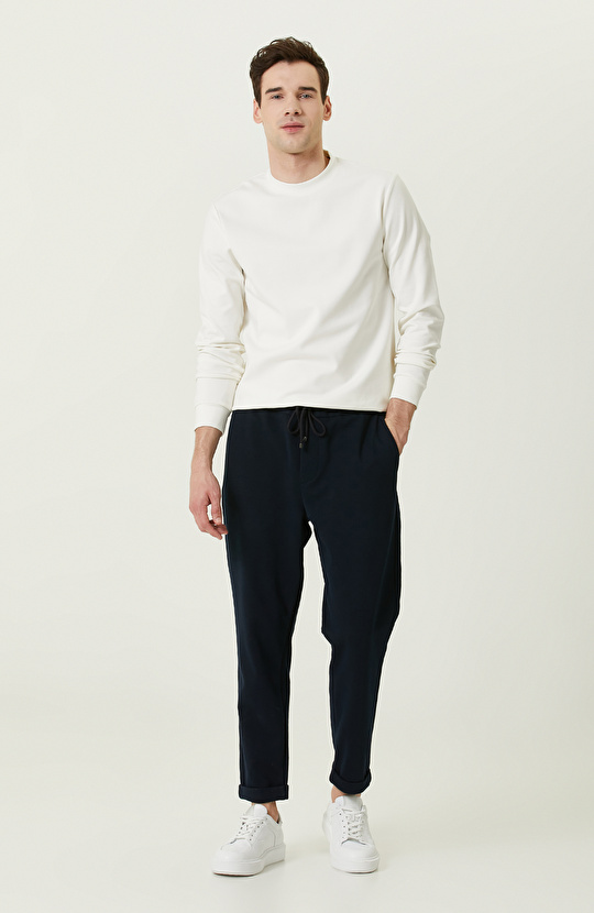 Duble Paça Bağcıklı Lacivert Eşofman Altı