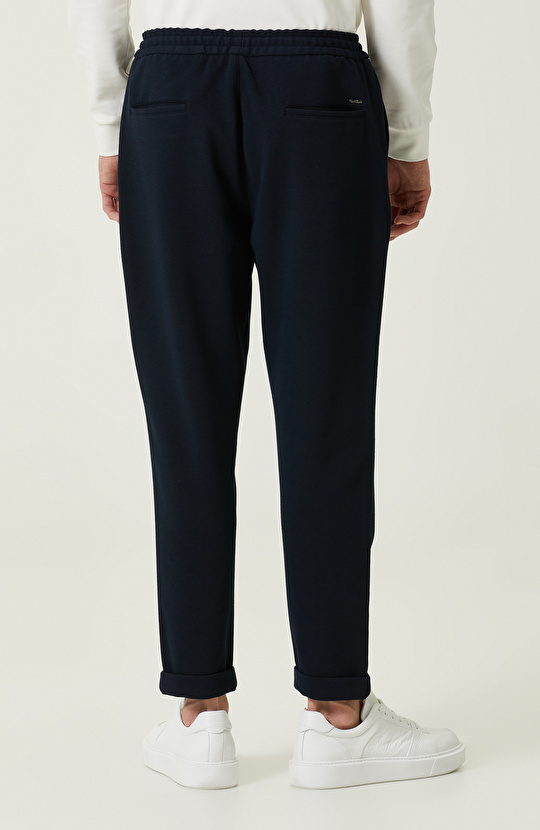 Duble Paça Bağcıklı Lacivert Eşofman Altı