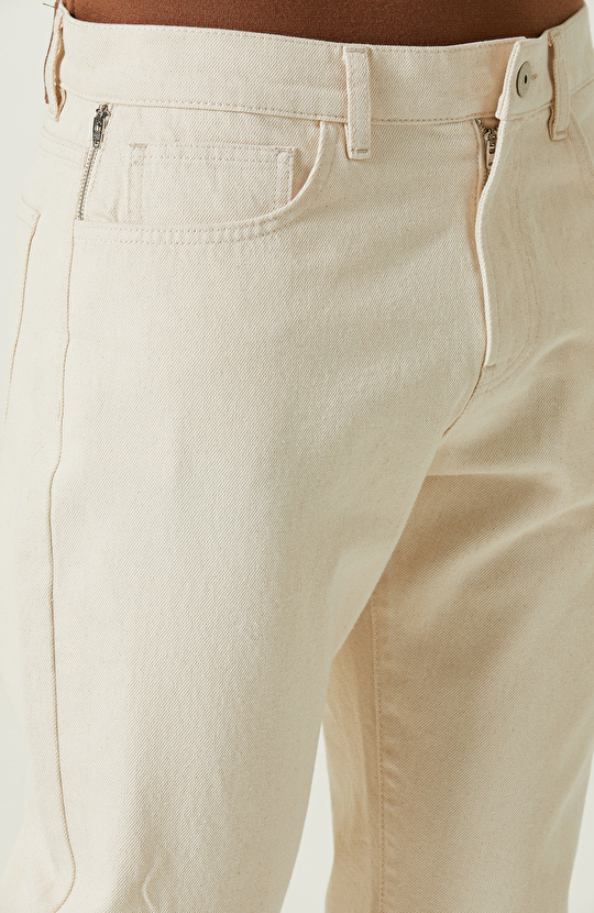 Düz Paça Pamuklu Naturel Pantolon