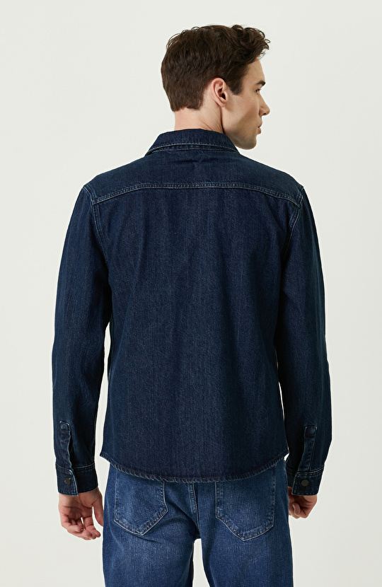 Lacivert Pamuklu Denim Gömlek