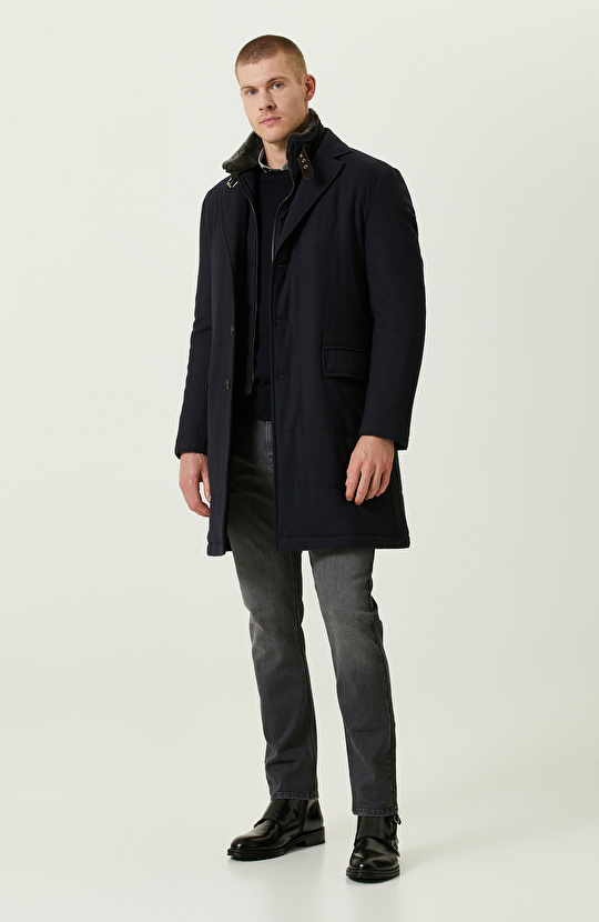 Bisiklet Yaka Lacivert Triko Kazak