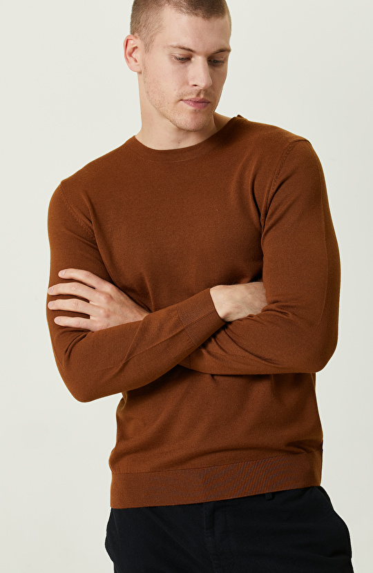 Karamel Bisiklet Yaka Triko Kazak