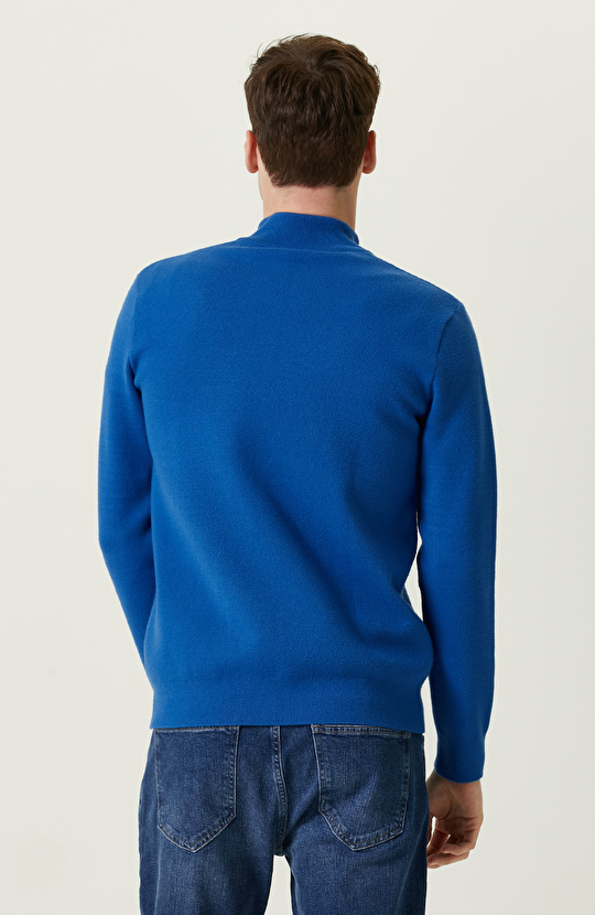 Saks Fermuarlı Triko Kazak