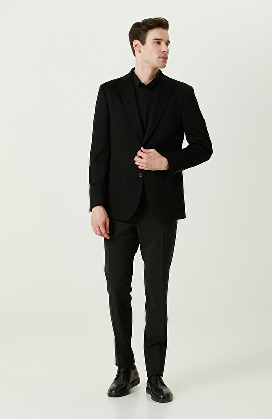 V Yaka Siyah Triko Kazak