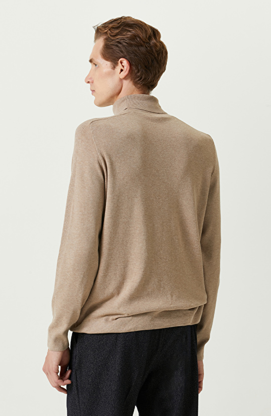 Bej Balıkçı Yaka Kazak