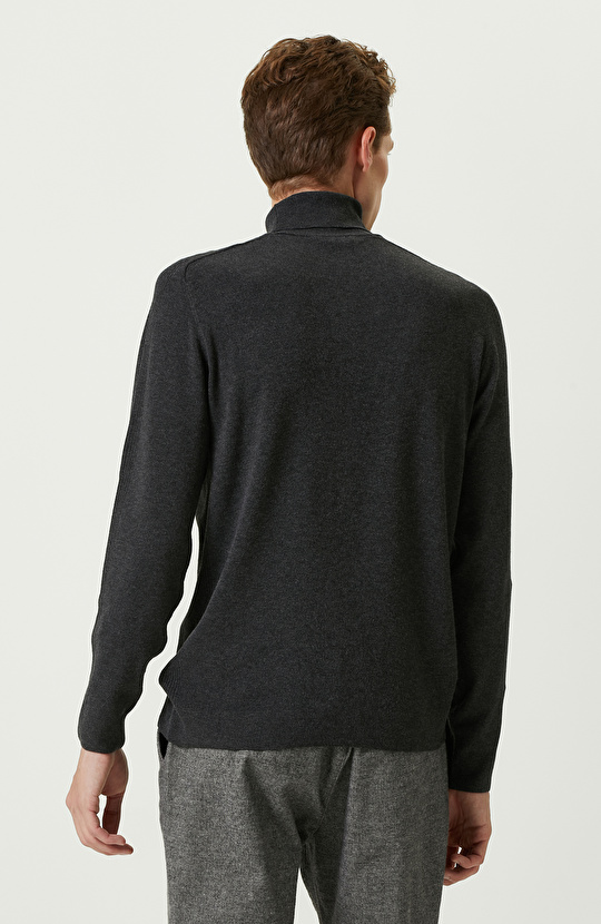 Antrasit Balıkçı Yaka Kazak