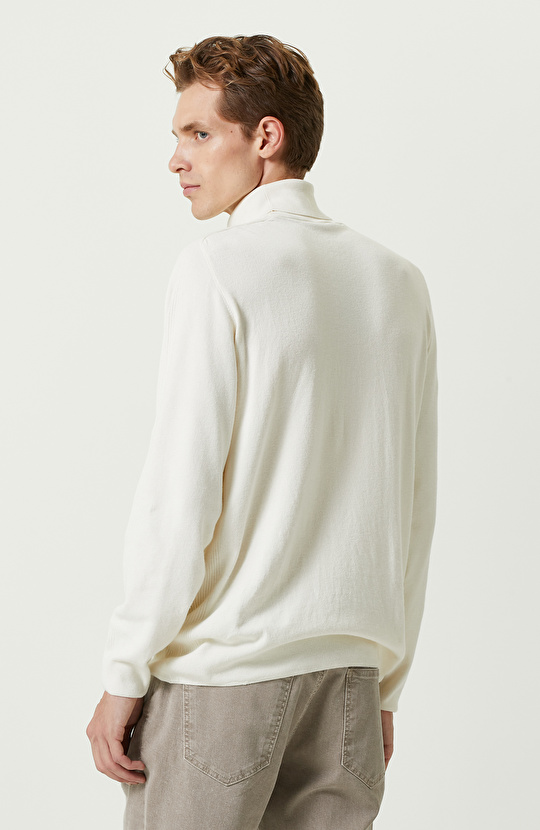 Ekru Balıkçı Yaka Kazak