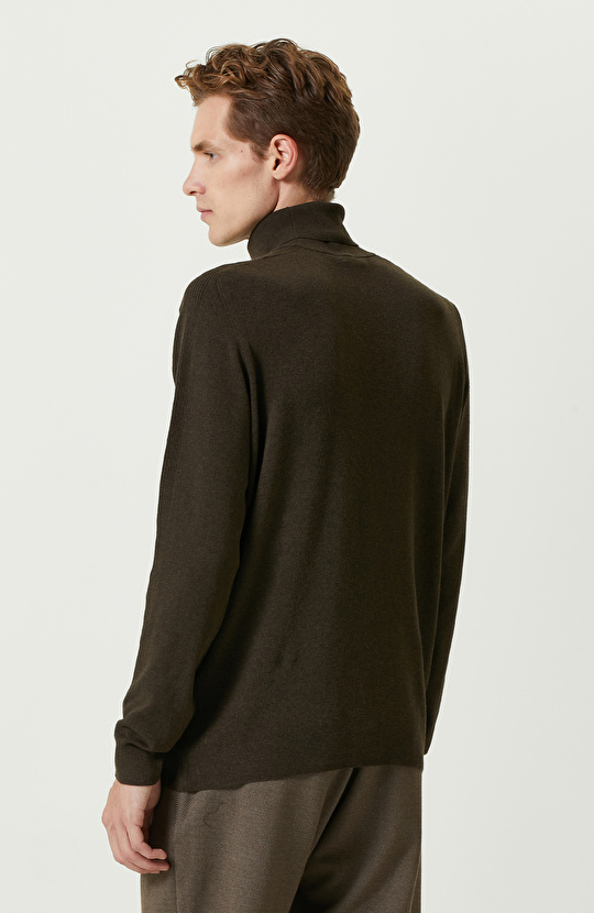 Haki Balıkçı Yaka Kazak