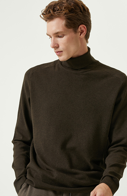 Haki Balıkçı Yaka Kazak