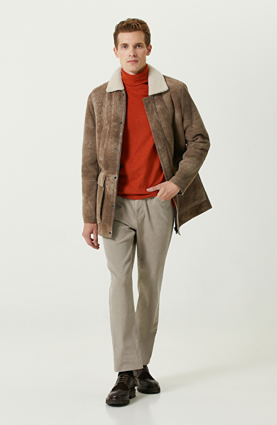 Turuncu Balıkçı Yaka Kazak