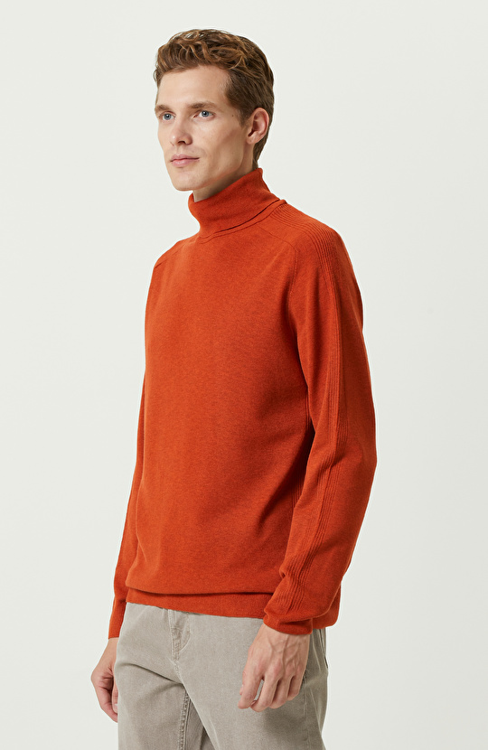 Turuncu Balıkçı Yaka Kazak