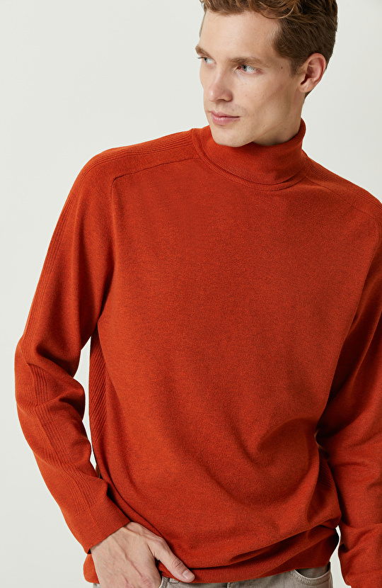 Turuncu Balıkçı Yaka Kazak