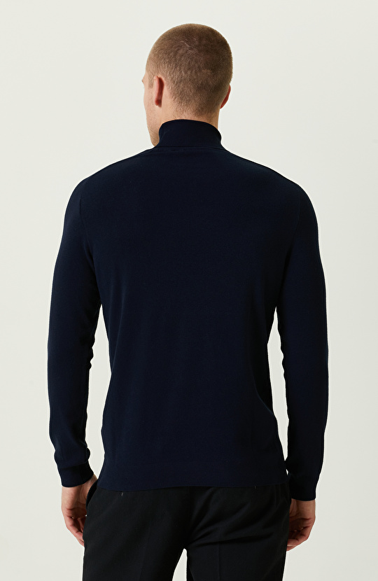 Lacivert Balıkçı Yaka Triko Kazak