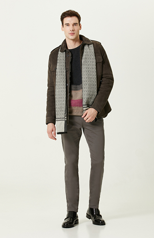 Punch Detaylı Antrasit Triko Kazak