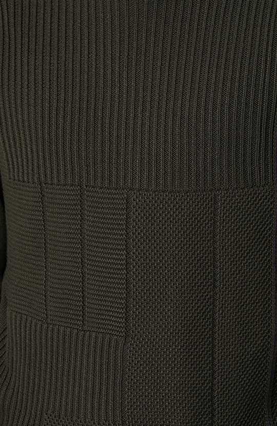 Örgü Detaylı Haki Triko Kazak