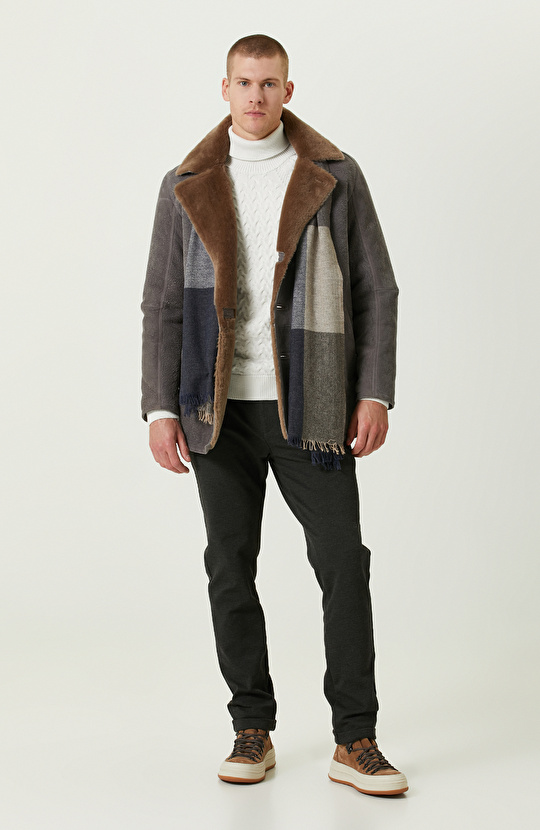 Ekru Balıkçı Yaka Kazak