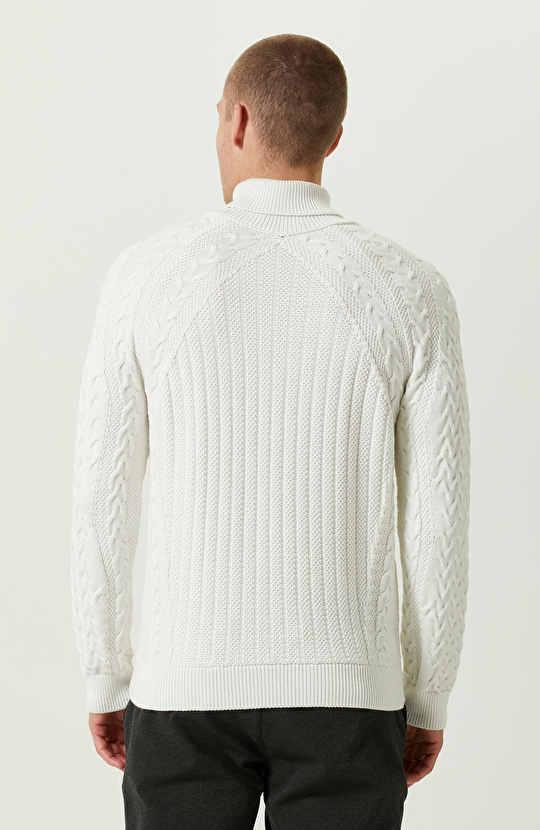 Ekru Balıkçı Yaka Kazak