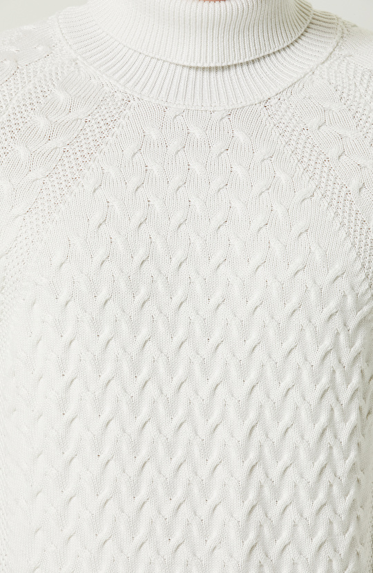 Ekru Balıkçı Yaka Kazak