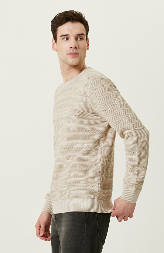 Bej Desenli Triko Kazak