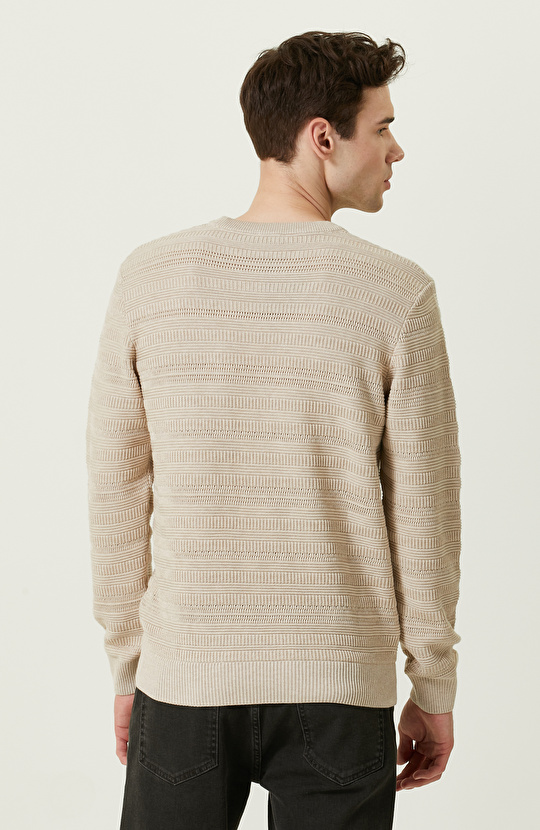 Bej Desenli Triko Kazak