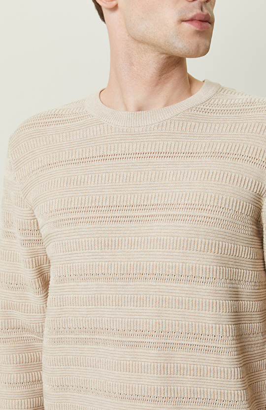 Bej Desenli Triko Kazak