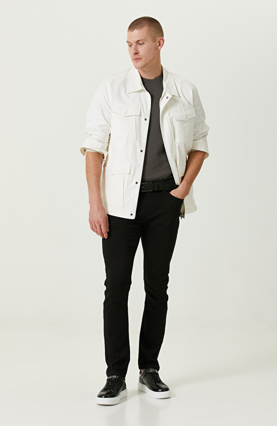 Vizon Kısa Kollu Jakarlı Triko Kazak