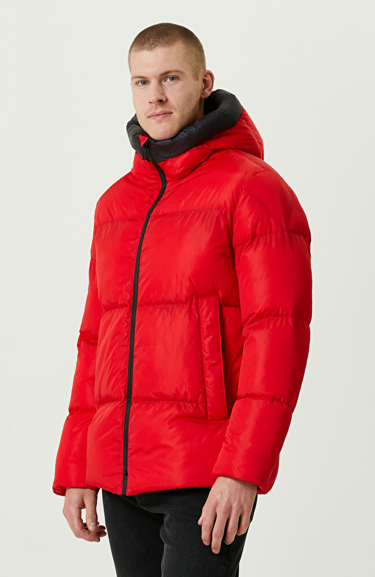 N-Tech Baskı Detaylı Kırmızı Mont