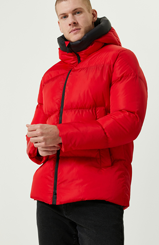 N-Tech Baskı Detaylı Kırmızı Mont