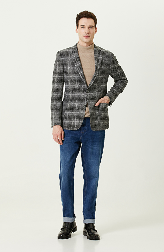 Kapaklı Cep Mono Yaka Antrasit Ceket