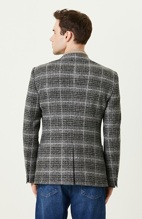 Kapaklı Cep Mono Yaka Antrasit Ceket