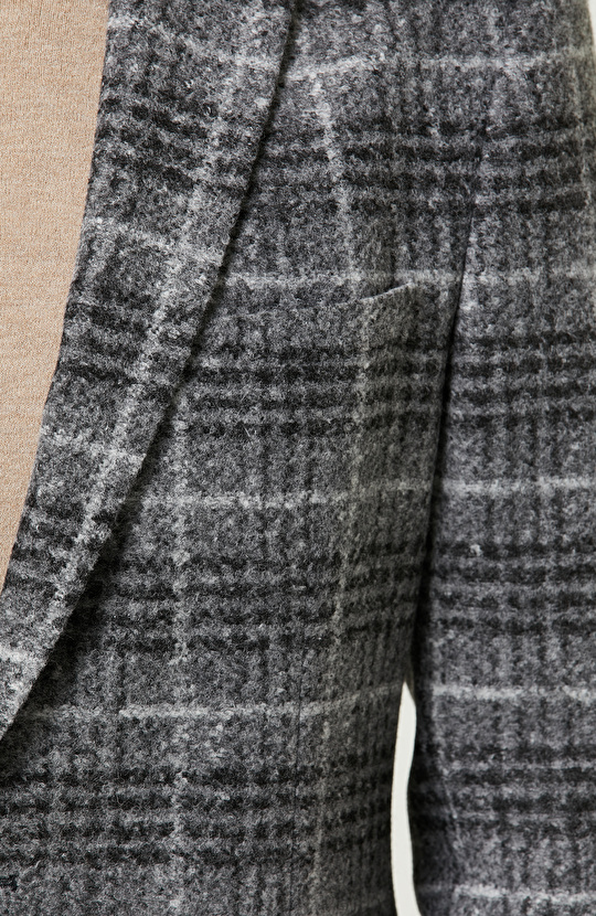 Kapaklı Cep Mono Yaka Antrasit Ceket