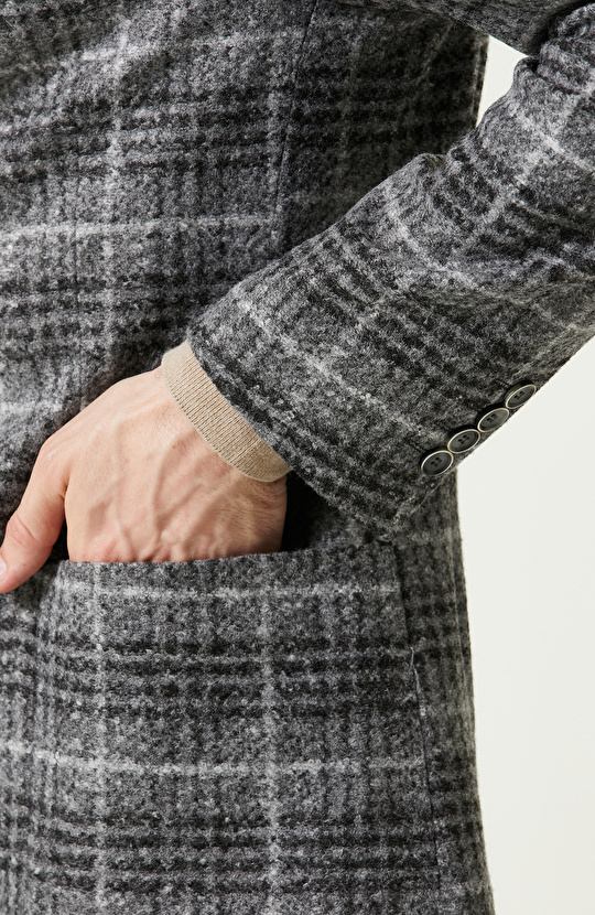 Kapaklı Cep Mono Yaka Antrasit Ceket